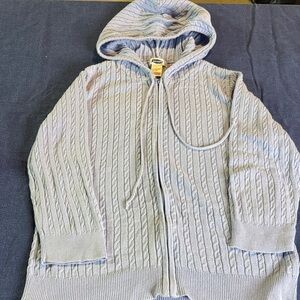 Old Navy women’s baby blue Cable Knit Zip-Up Sweater